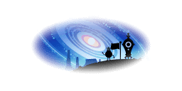 A faded oval image of a Patapon on another planet in space
